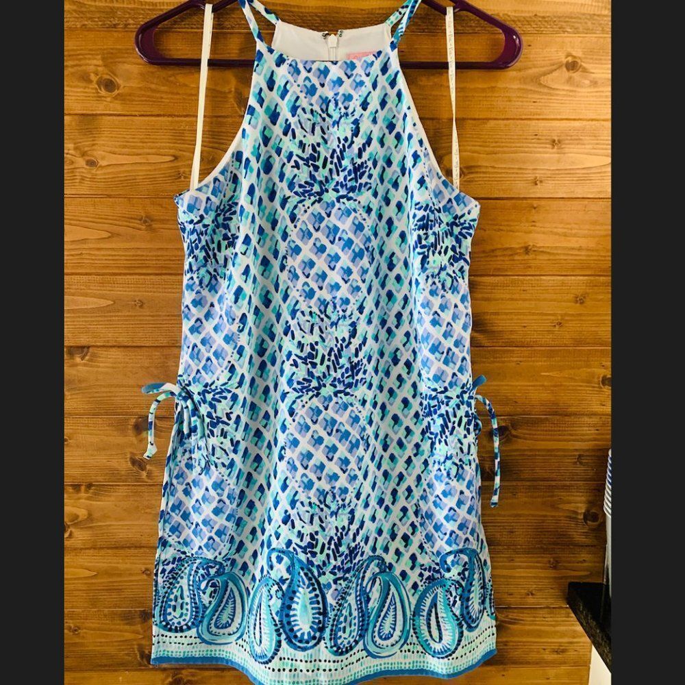 Lilly Pulitzer Pearl Blue Mint Pineapple Print Romper Mini Dress Skort Size 00